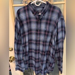 Izod Navy and Red Plaid Button Down Shirt